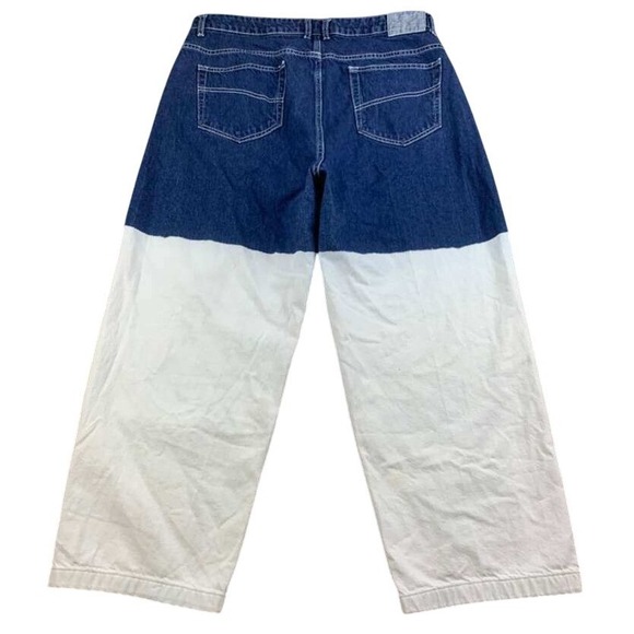 Collusion Jeans Unisex 34x26 Petite x005 Straight Leg Two Tone Blue White Denim - Picture 2 of 9